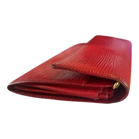 Louis Vuitton Red Epi Long Wallet Snap Flap Organizer Authentic Vintage - Picture 8 of 10